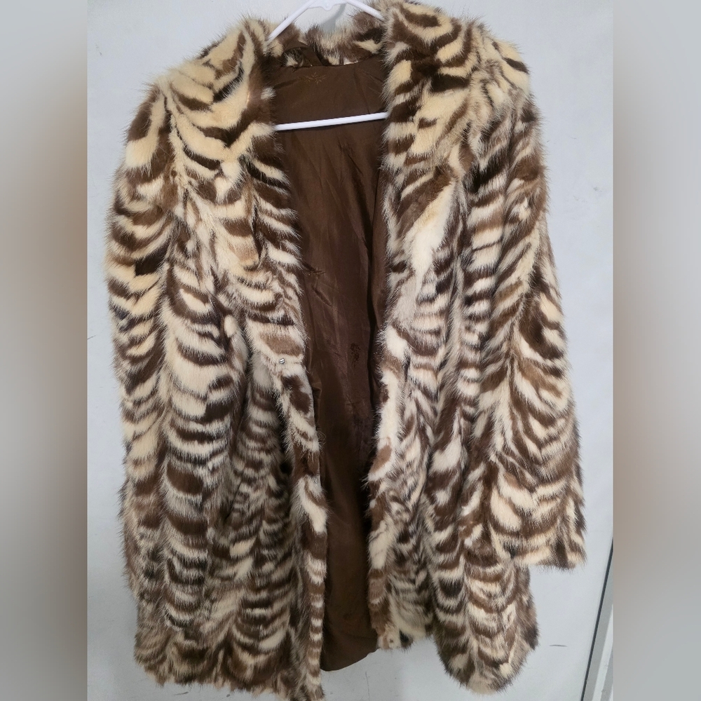 AUTHENTIC MINK FUR ~ MOTTLE VINTAGE FUR COAT  SIZE: 2XL - Picture 6 of 10